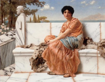 John William Godward Painting - In the Days of Sappho Neoclassicist lady John William Godward